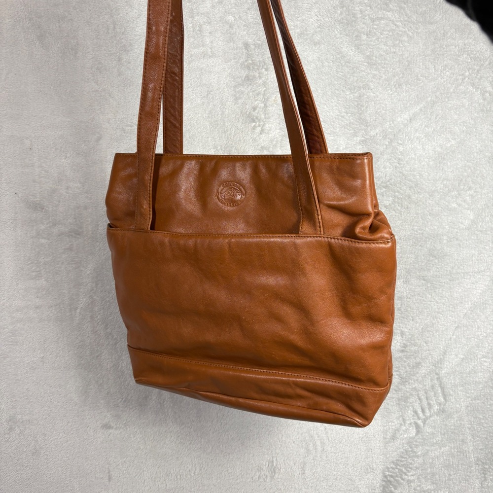 Vintage Conway Classics Shoulder Bag Cognac Brown Leather Tote 90s Y2K Earthy